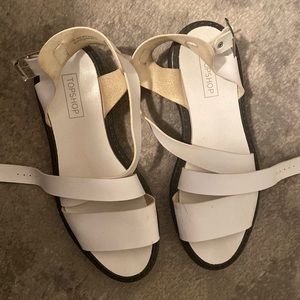 Top shop womens sandals in white with black platform size 39